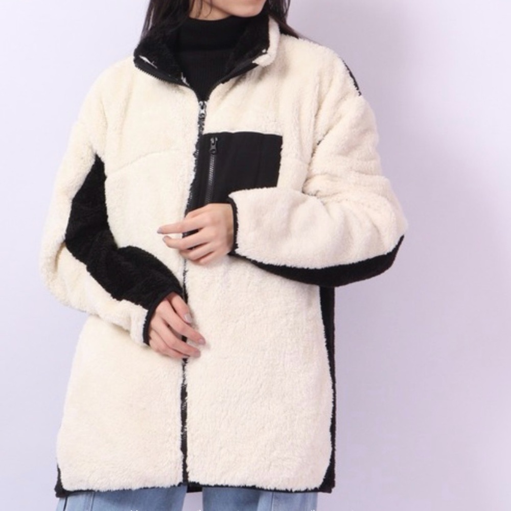 Gerry Womens Sweater Medium Sherpa Fleece Color Block Unique Soft Cozy Unisex